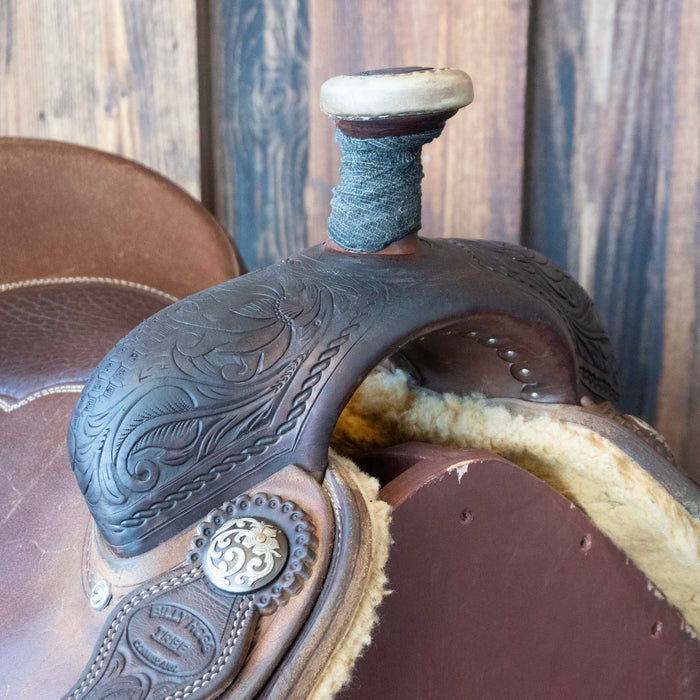 15" USED MIKE'S CUSTOM TEAM ROPING SADDLE