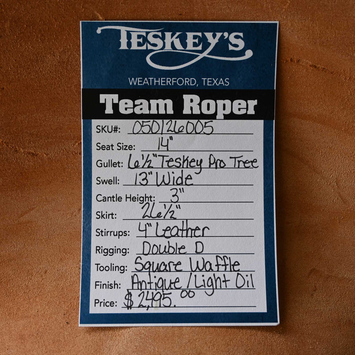14" TESKEY'S TEAM ROPING SADDLE Saddles - New Teskey's Saddlery