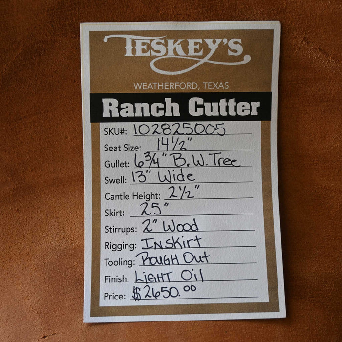 14.5" TESKEY'S PRO CUTTER RANCH CUTTER SADDLE