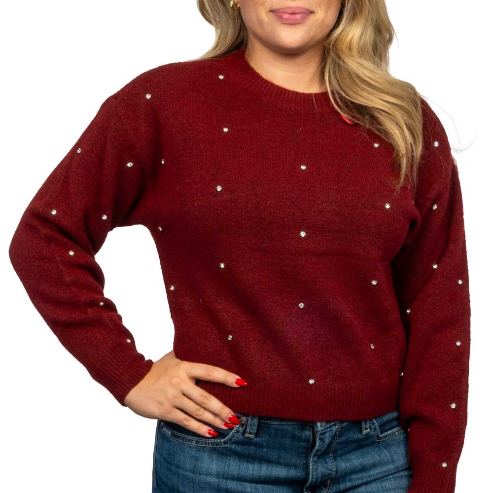 Rock & Roll Denim Women's Rhinestone Sweater - Red WOMEN - Clothing - Sweaters & Cardigans Panhandle