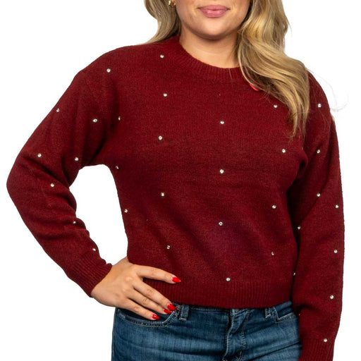 Rock & Roll Denim Women's Rhinestone Sweater - Red WOMEN - Clothing - Sweaters & Cardigans Panhandle