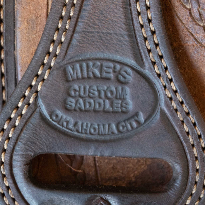15" USED MIKE'S CUSTOM TEAM ROPING SADDLE