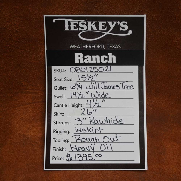 15.5" TESKEY'S STRIP DOWN RANCH SADDLE Saddles - New Teskey's Saddlery