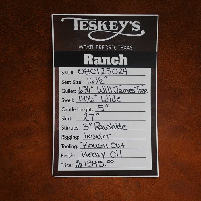 16.5" TESKEY'S RANCH ASSOCIATION SADDLE Saddles - New Teskey's Saddlery