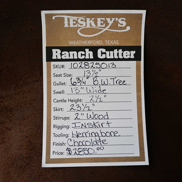 13.5" TESKEY'S PRO CUTTER RANCH CUTTER SADDLE