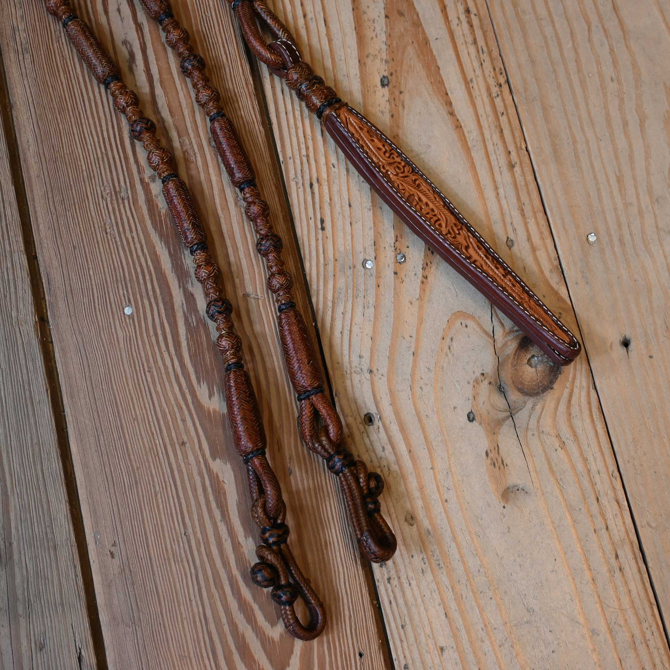 Hand Braided Rawhide Romel Reins Tack - Reins misc