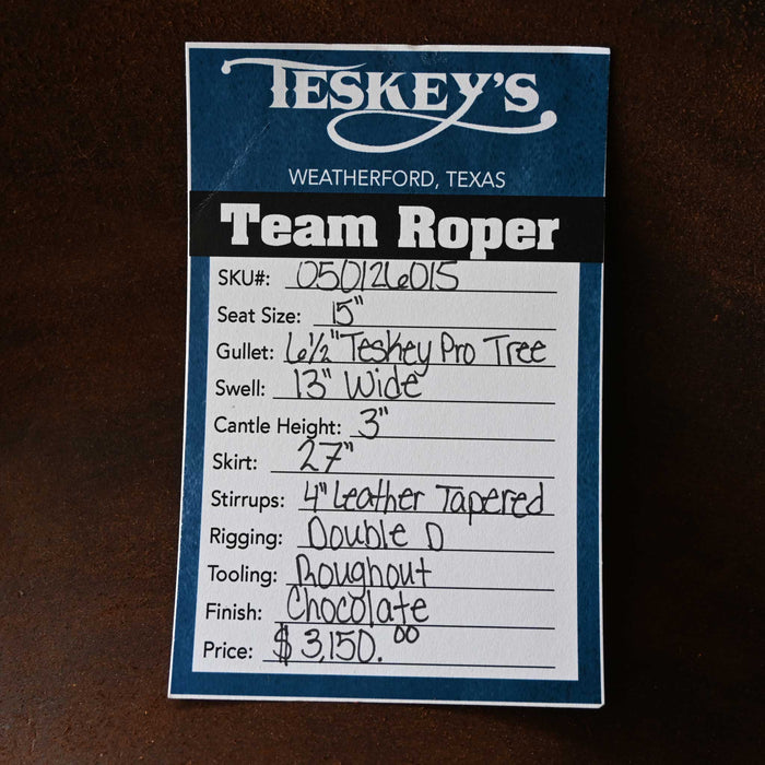15" TESKEY'S TEAM ROPING SADDLE Saddles - New Teskey's Saddlery