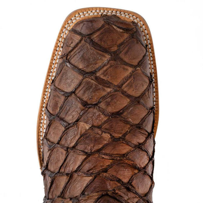 R. Watson Men's Chocolate Matte Pirarucu Square Toe Boot MEN - Footwear - Exotic Western Boots R Watson