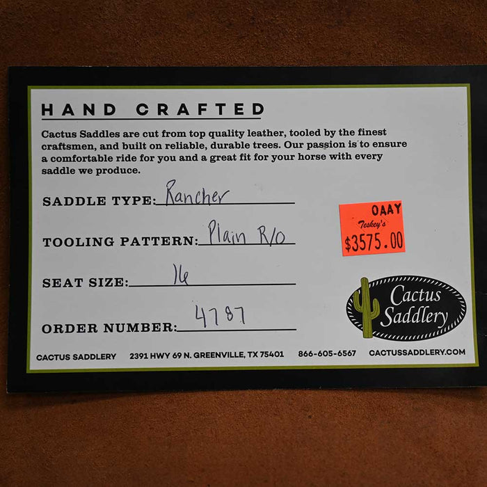 16" CACTUS RANCH SADDLE Saddles - New CACTUS SADDLERY