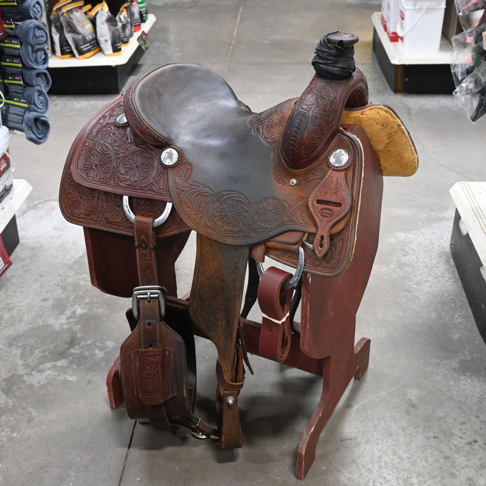 15.5" USED JEFF SMITH ROPING SADDLE Saddles - Used Jeff Smith