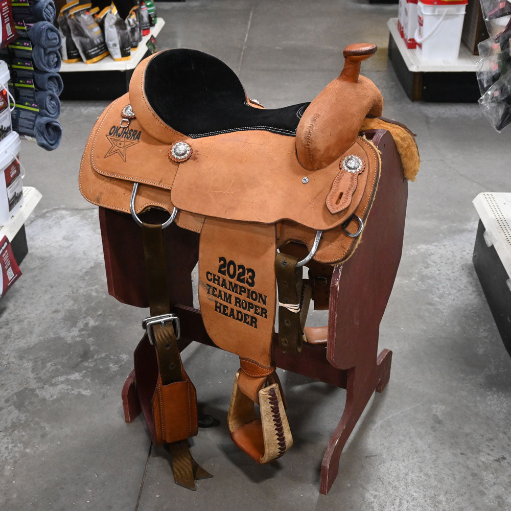 15.5" USED SLONE TEAM ROPING SADDLE