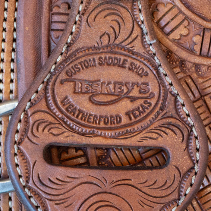 15" USED TESKEY'S TEAM ROPING SADDLE