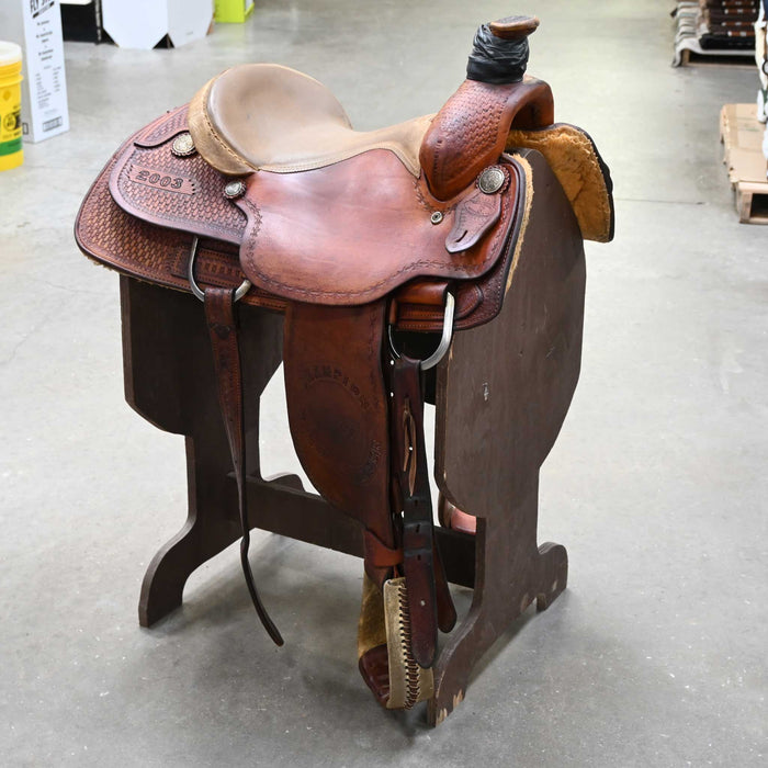 15" USED FELIPE MUNOZ TEAM ROPING SADDLE