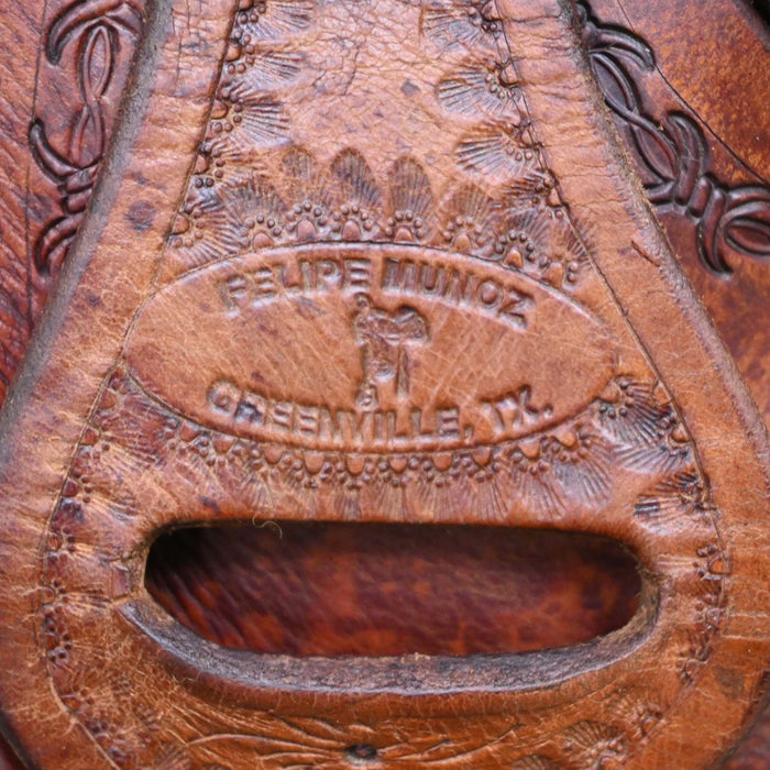 15" USED FELIPE MUNOZ TEAM ROPING SADDLE