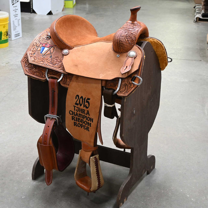 14" USED SLONE S TEAM ROPING SADDLE