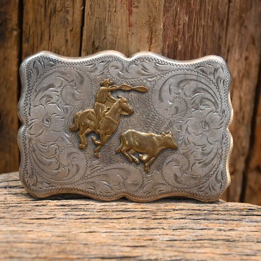 1960's Diablo Sterling Silver Calf Roping Belt Buckle Collectibles Diablo MFG Co.