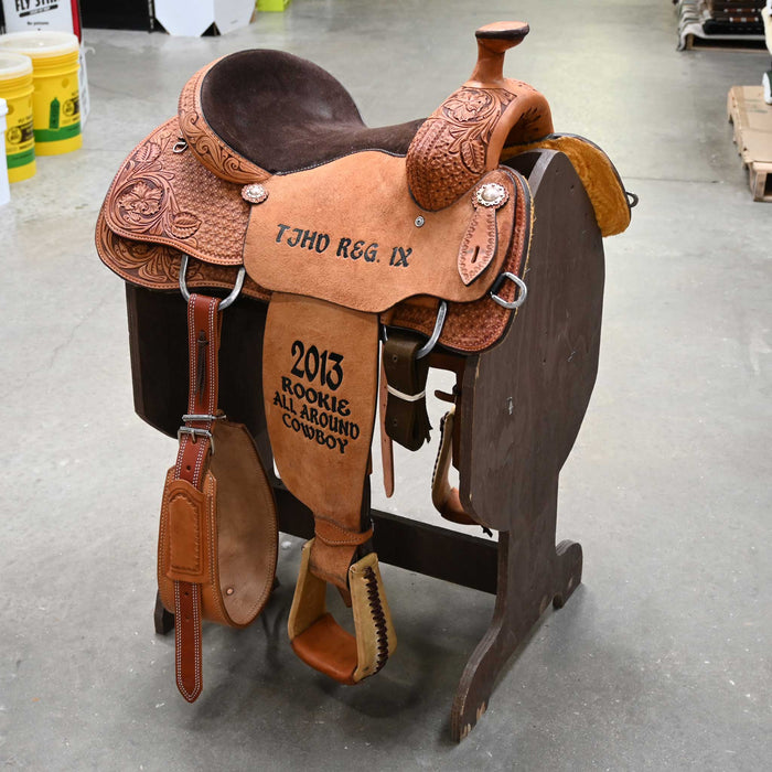 14.5" USED SLONE S TEAM ROPING SADDLE