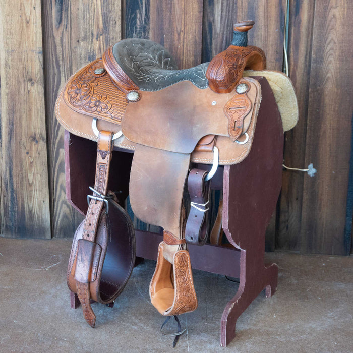 14" USED TESKEY'S TEAM ROPING SADDLE