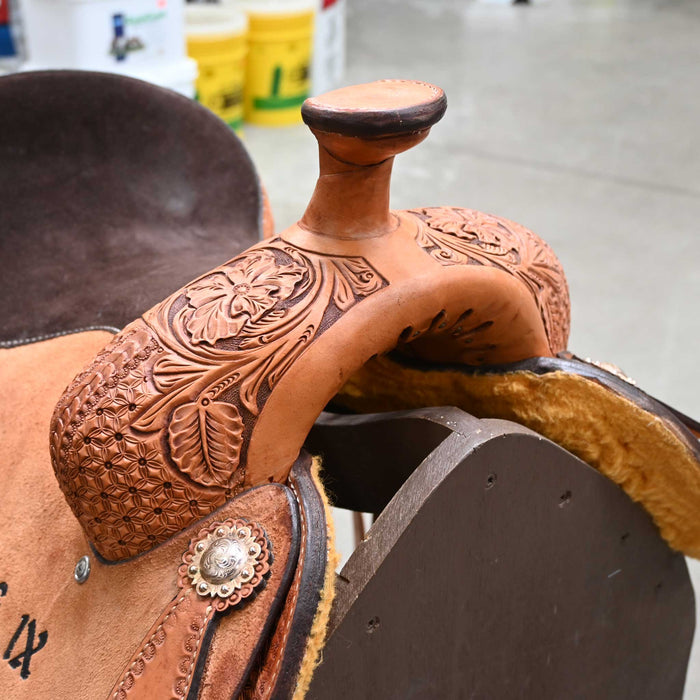 14.5" USED SLONE S TEAM ROPING SADDLE