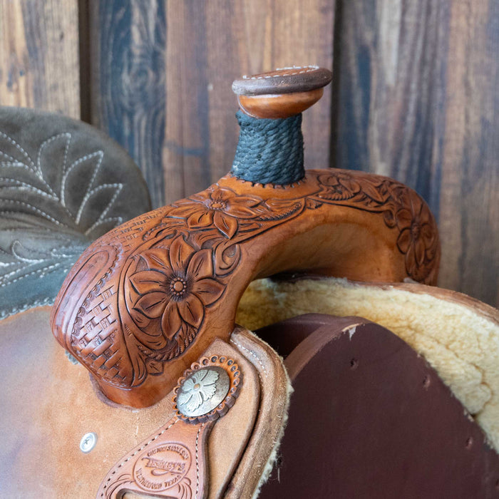 14" USED TESKEY'S TEAM ROPING SADDLE