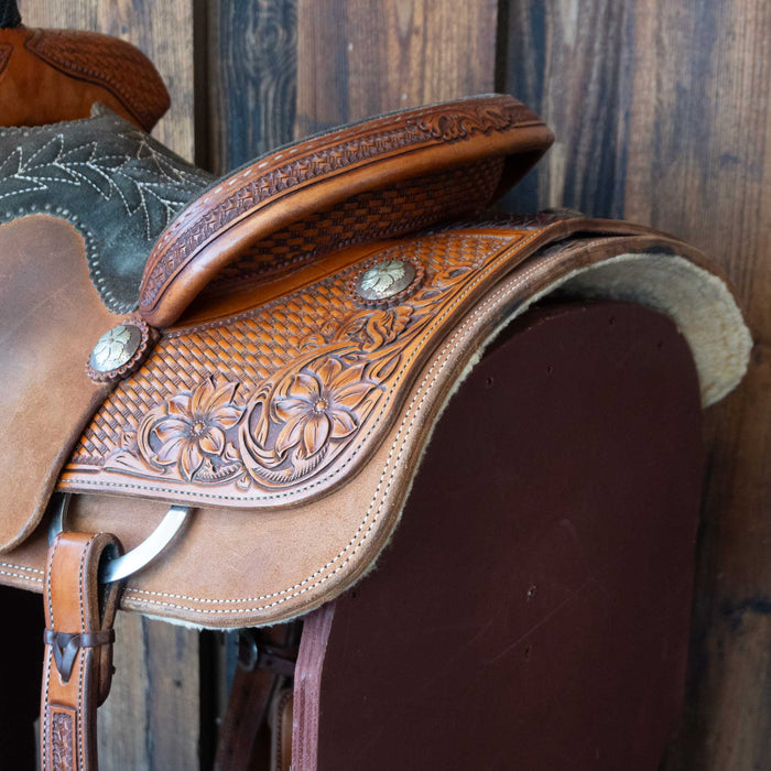 14" USED TESKEY'S TEAM ROPING SADDLE