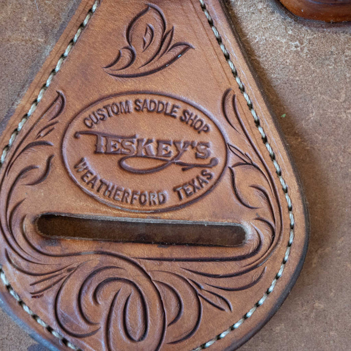 14" USED TESKEY'S TEAM ROPING SADDLE