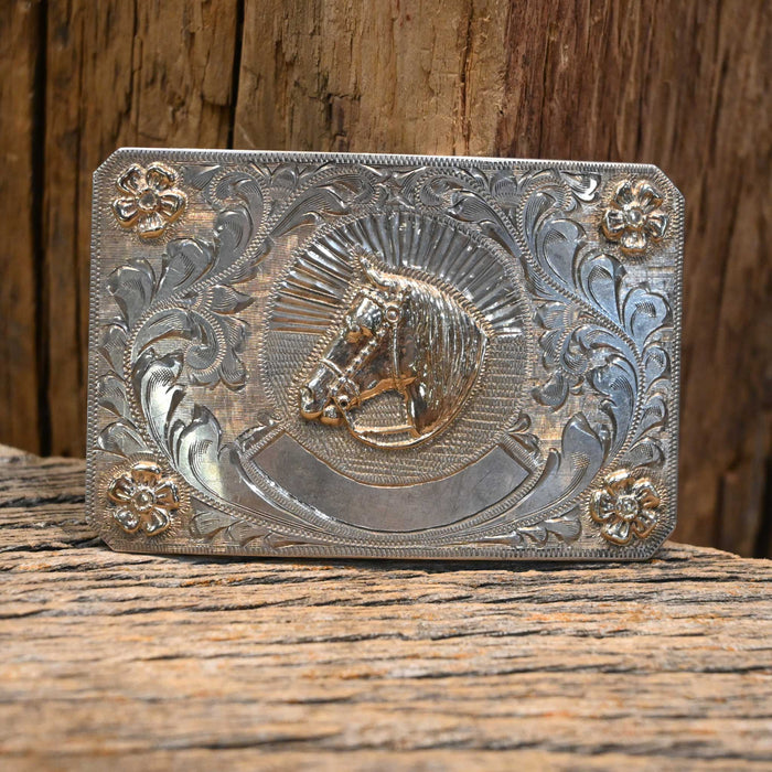 1940's Srour Sterling Silver & 10k Gold Belt Buckle Collectibles Srour