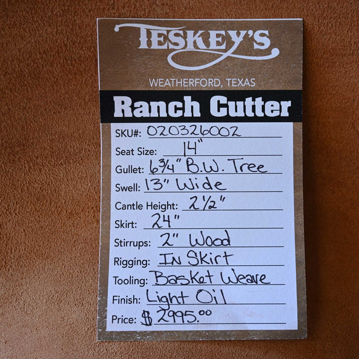 14" TESKEY'S RANCH CUTTER SADDLE