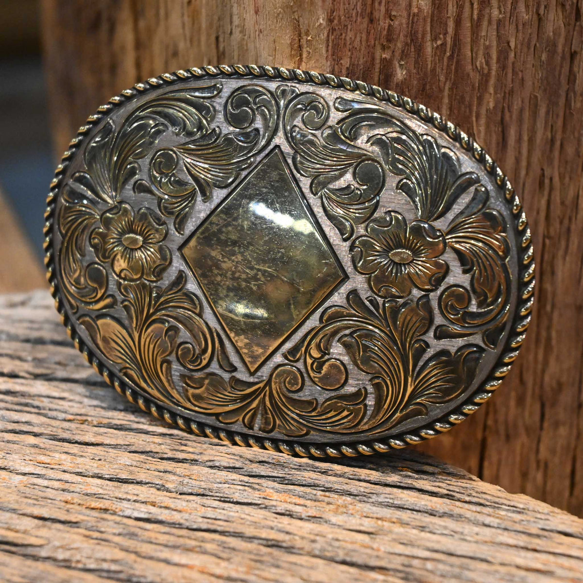 Vintage San Carlos Sterling Silver & 22k Gold Belt Buckle  display picture 1