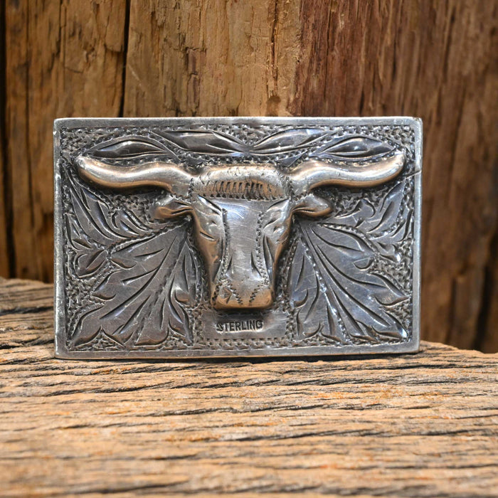 Vintage Sterling Silver Steer Head Belt Buckle Collectibles misc