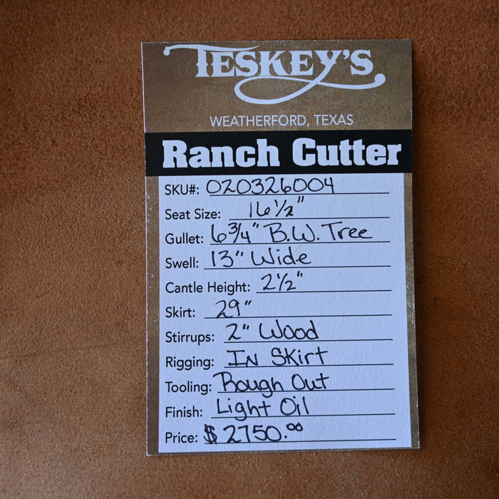 16.5" TESKEY'S PRO CUTTER RANCH CUTTER SADDLE