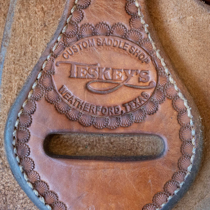 14.5" USED TESKEY'S TEAM ROPING SADDLE