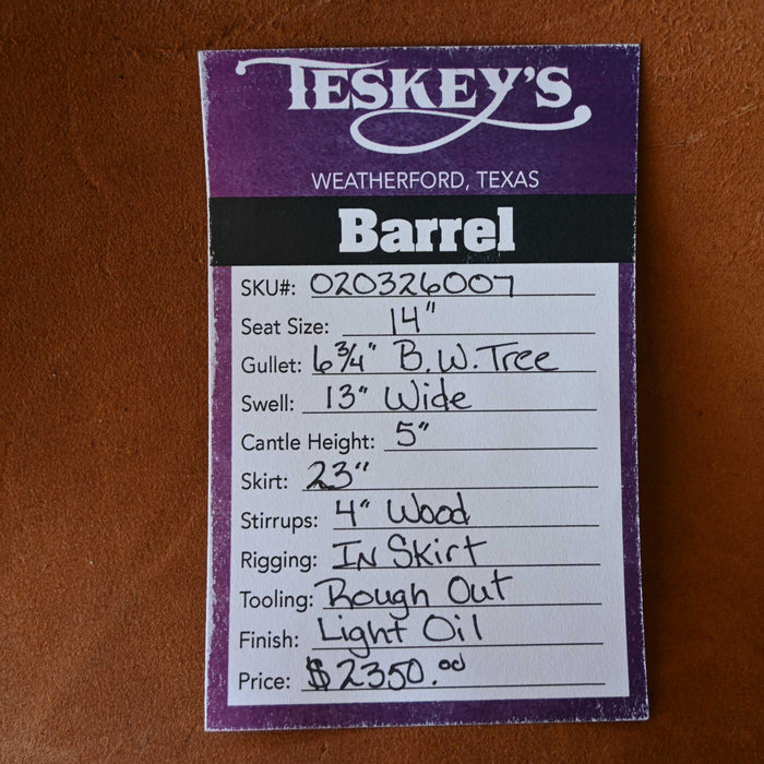 14" TESKEY'S BARREL SADDLE