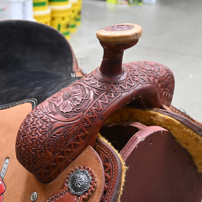 14" USED FLYING M TEAM ROPING SADDLE