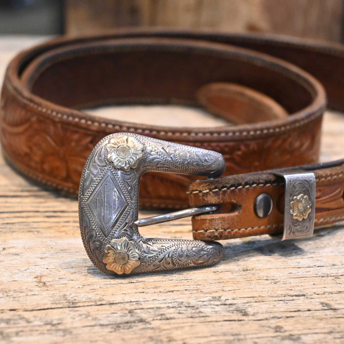 Size 34" Bohlin Belt w/Soul Ages Sterling Silver & 10k Gold Buckle Collectibles Bohlin