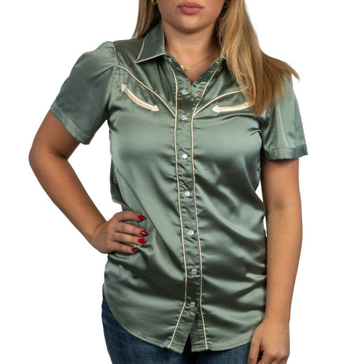 Howdy Hanny Arrow Pearl Snap Shirt - Sage WOMEN - Clothing - Tops - Short Sleeved Howdy Hanny