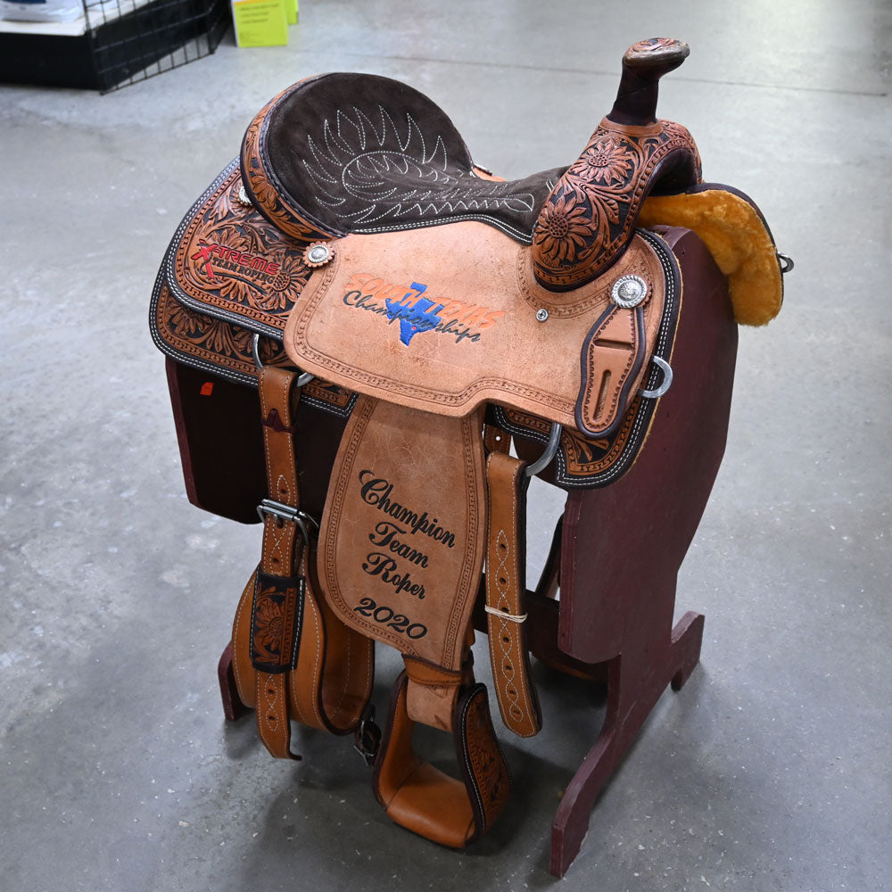 15" USED CORRIENTE TEAM ROPING SADDLE