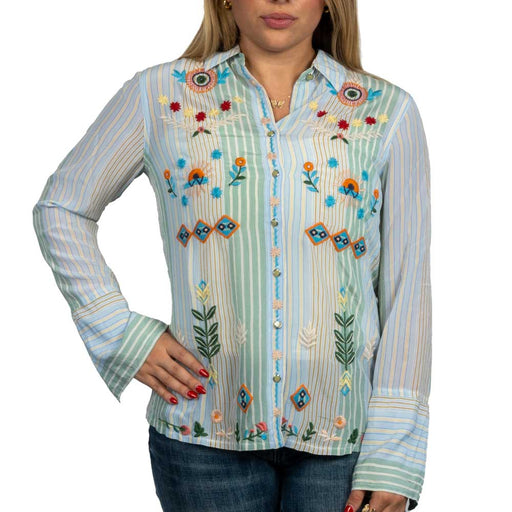 Johnny Was Vintage Button Down Blouse - Josiy Zilly Stripe WOMEN - Clothing - Tops - Long Sleeved Johnny Was Collection