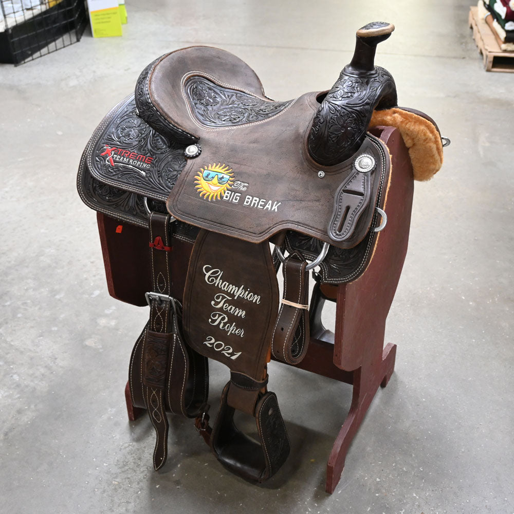 15.5" USED CORRIENTE TEAM ROPING SADDLE