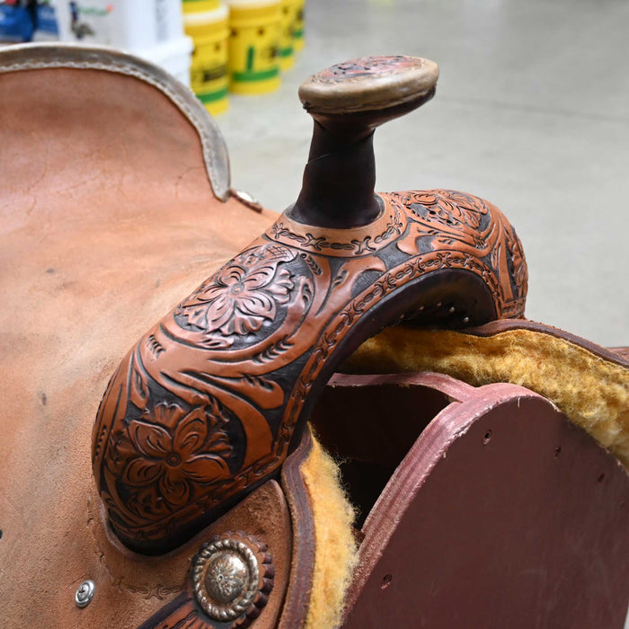 15" USED MONTURAS LA BELLOTA TEAM ROPING SADDLE