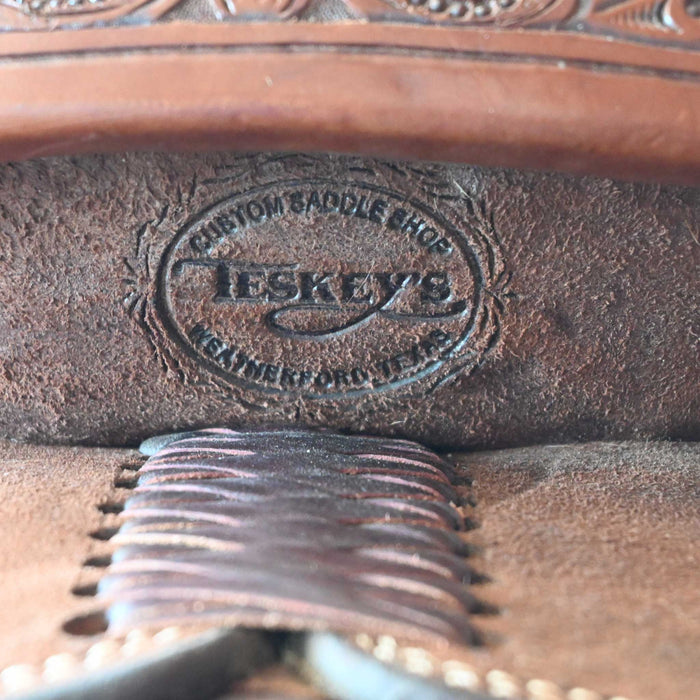 14.5" USED TESKEY'S TEAM ROPING SADDLE