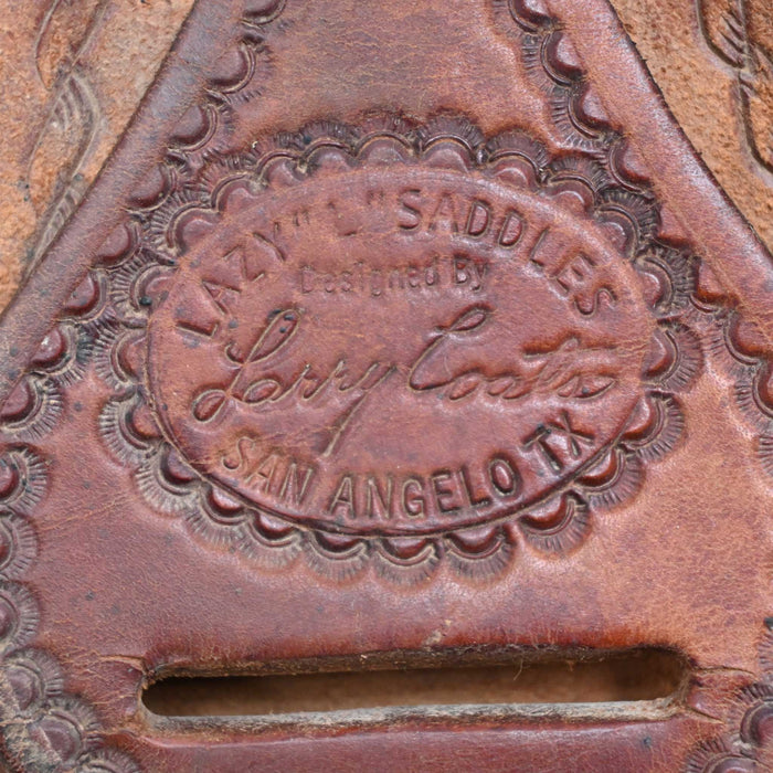 15" USED LAZY "L" LARRY COATS TEAM ROPING SADDLE