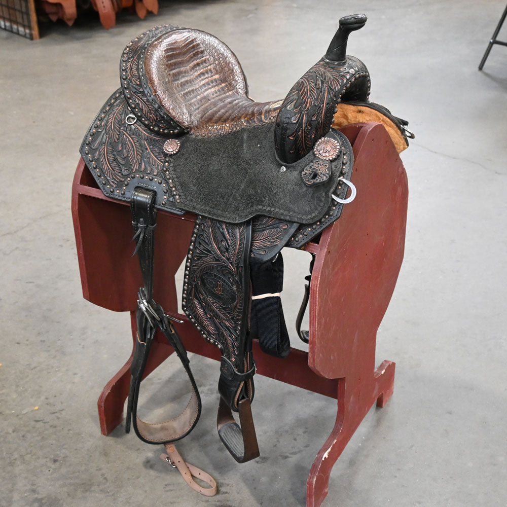 13" USED DOUBLE J POZZI PRO BARREL RACING SADDLE Saddles DOUBLE J SADDLERY