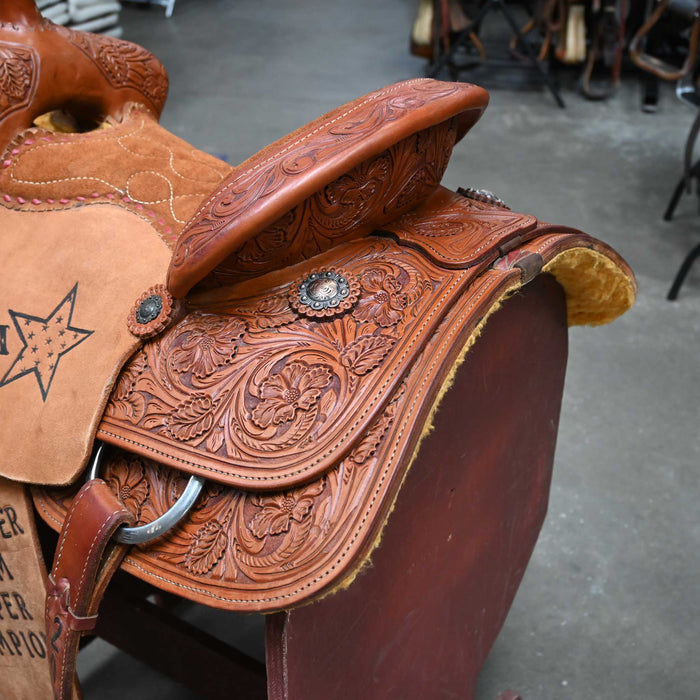 13.5" USED HF&C TEAM ROPING SADDLE