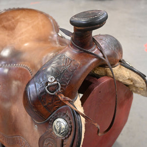 15" USED BOB MOLINE ROPING SADDLE Saddles Bob Moline