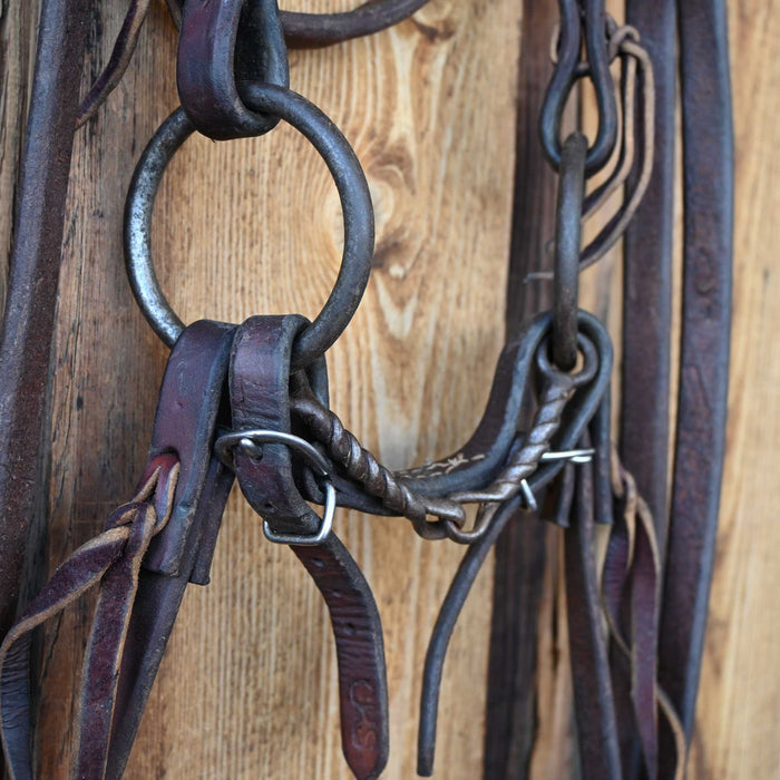 Cow Horse Supply O-Ring Twisted Wire Snaffle Bridle Rig w/Browband Headstall Tack - Rigs Cow Horse Supply