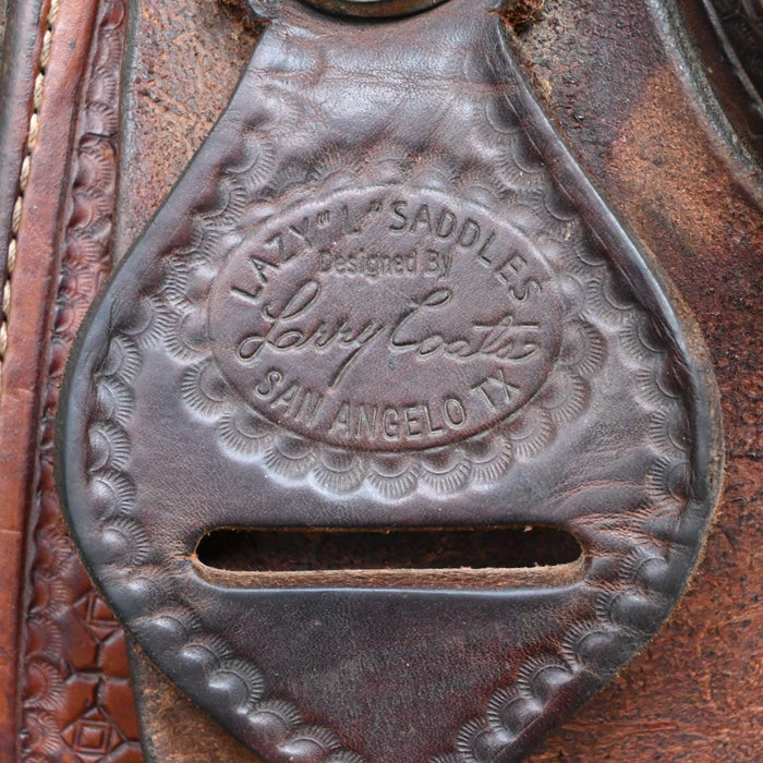 13.5" USED LAZY "L" BY LARRY COATS TEAM ROPING SADDLE