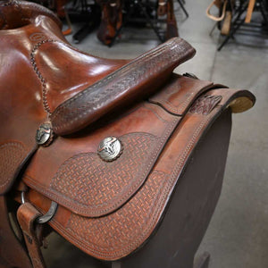 14.5" USED OVERTON ROPING SADDLE Saddles Overton   