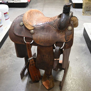 14.5" USED LARRY DUGGAN ROPING SADDLE Saddles Larry Duggan   