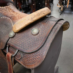 14.5" USED LARRY DUGGAN ROPING SADDLE Saddles Larry Duggan   